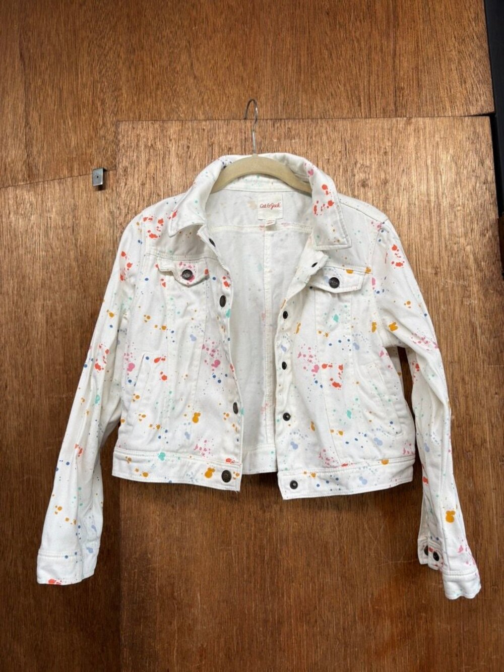 Cat & Jack White Paint Splatter Jacket - Size 10/12